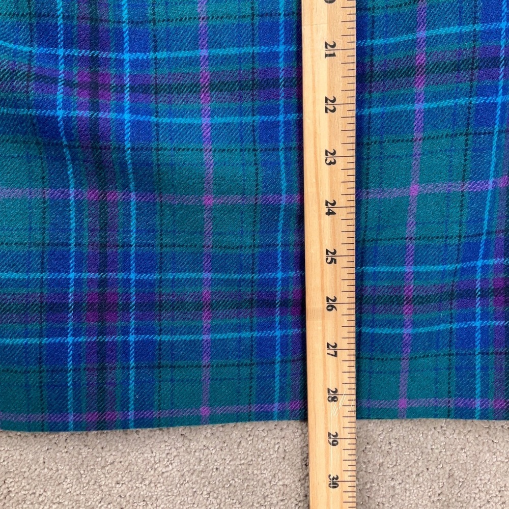 Pendleton Skirt Women 12 Teal Purple Plaid Classic Lined Midi Wool USA VTG - Picture 6 of 7